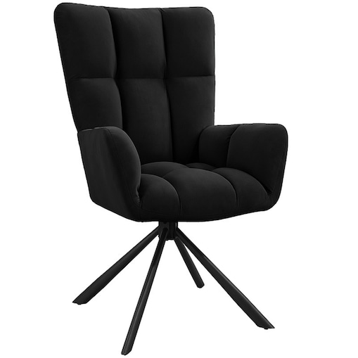 Krzesło tapicerowane obrotowe 180 do salonu jadalni nowoczesne welurowe czarny