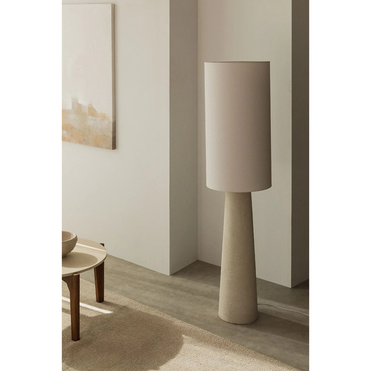 Lampa podłogowa Loana z lnu i włókna szklanego