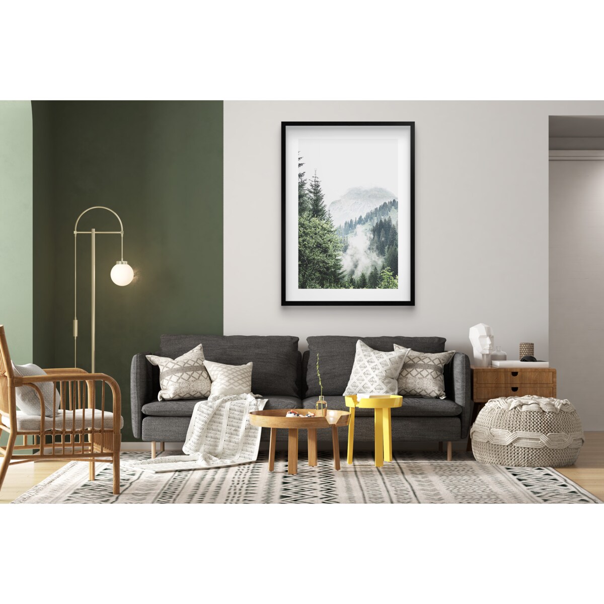 Plakat do sypialni salonu Obraz w ramie 50x70 Las we mgle