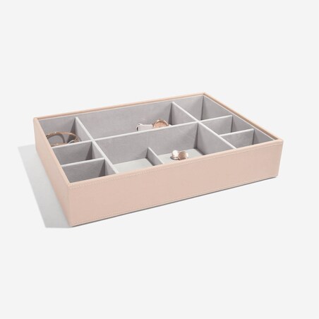 Szkatułka na biżuterię Stackers 11 komorowa supersize jasnoróżowo-szara velvet
