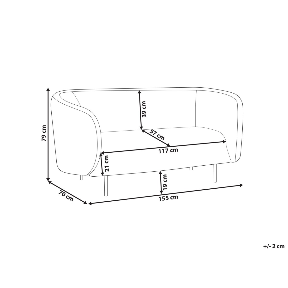 Sofa dwuosobowa tapicerowana beżowa LOEN