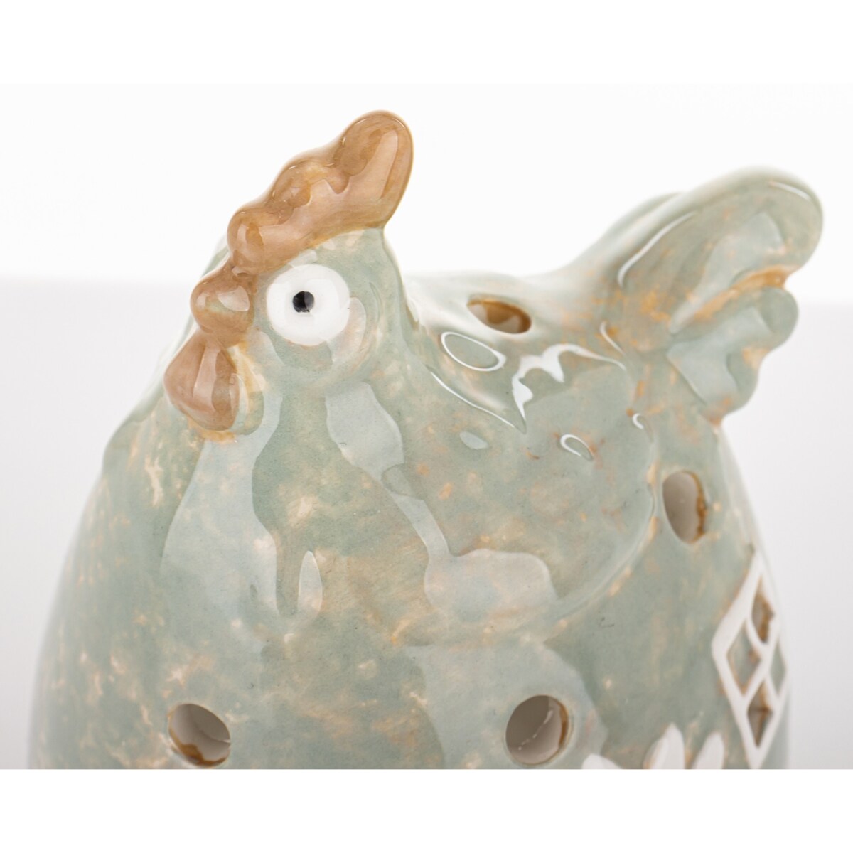 Figurka ceramiczna - kura z kwiatkiem 15,5x10x10 cm KWOKA kominek na tealight