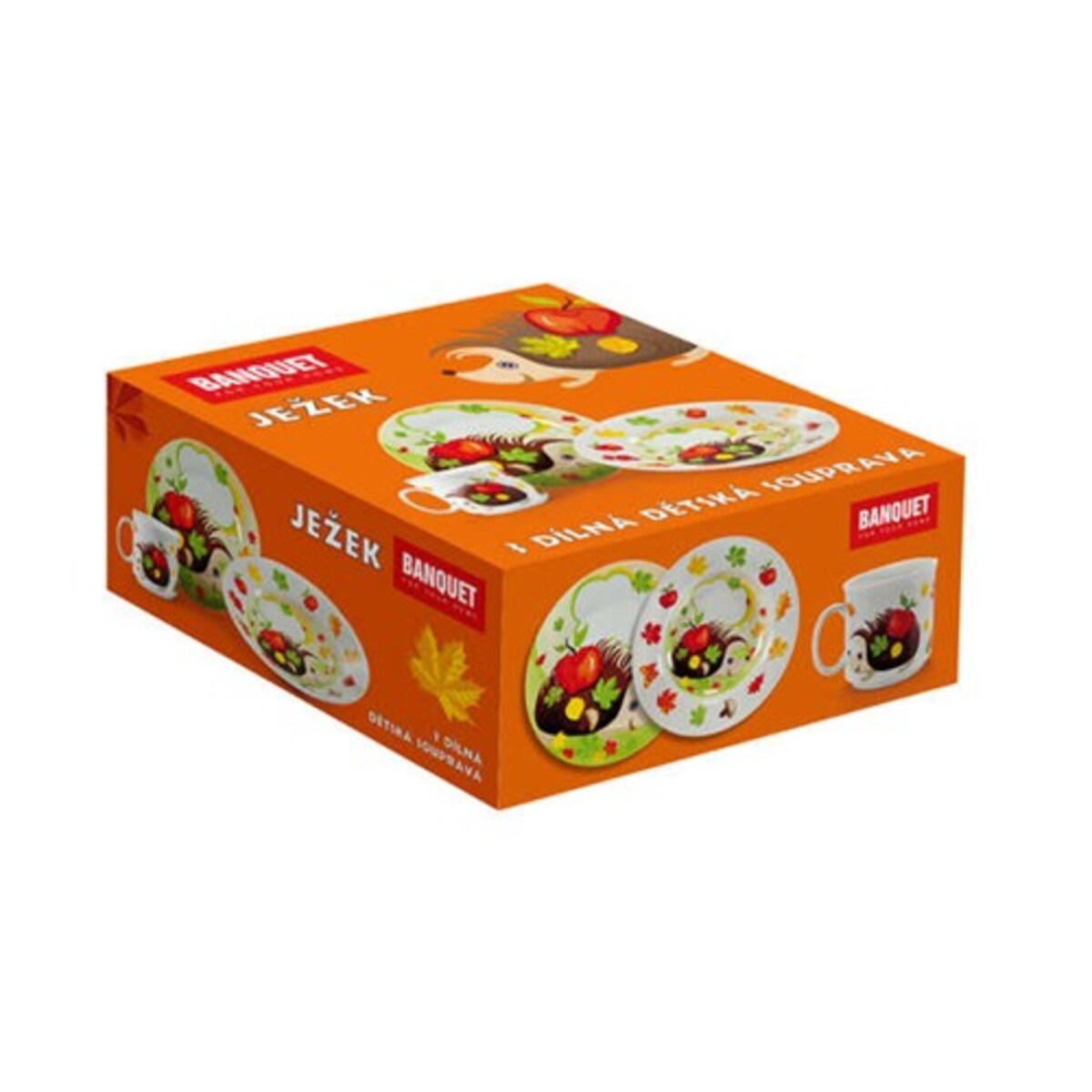 CERAMICZNY ZESTAW DLA DZIECI OBIADOWY śniadaniowy talerzyki jeżyk zastawa