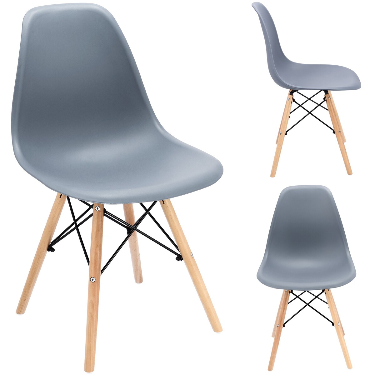 Krzesło skandynawskie wyprofilowane EVA szare