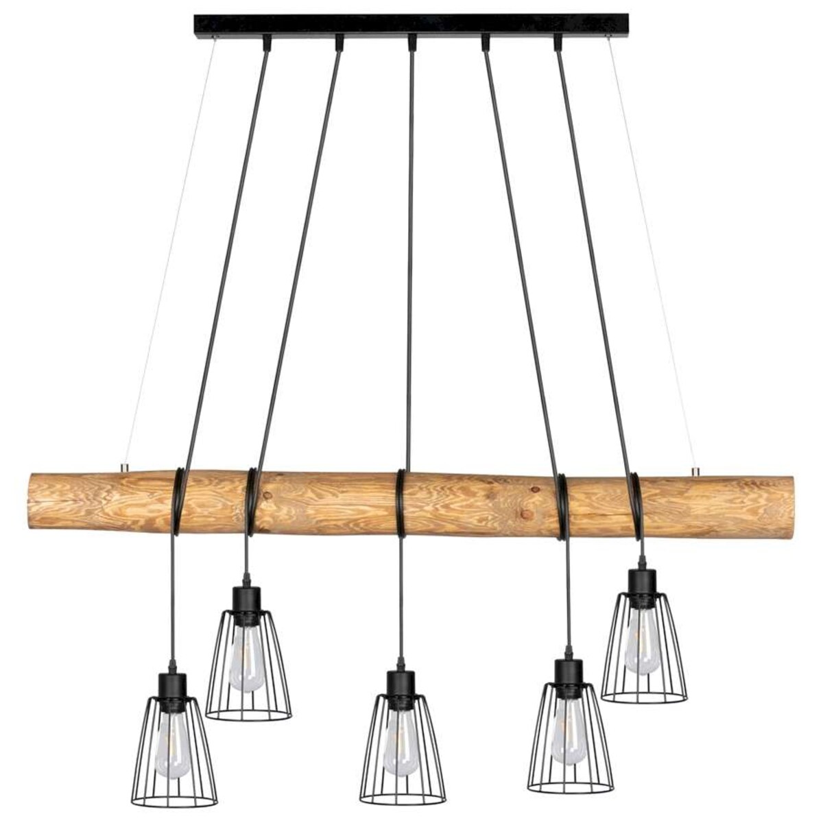 Rustykalna LAMPA wisząca TRABO LONG 69204504 Spotlight drewniana OPRAWA ekologiczny ZWIS sosna bejcowana czarny