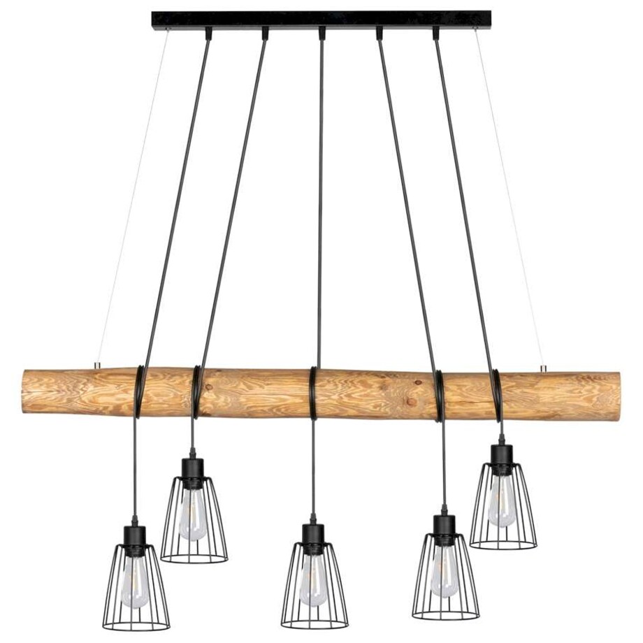 Rustykalna LAMPA wisząca TRABO LONG 69204504 Spotlight drewniana OPRAWA ekologiczny ZWIS sosna bejcowana czarny