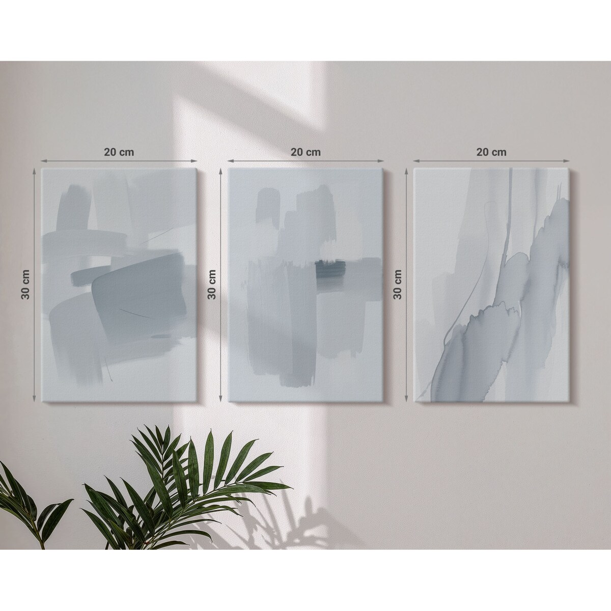 Zestaw 3 małych obrazów na płótnie - Abstrakcyjne akwarelowe sztuki - niebieski