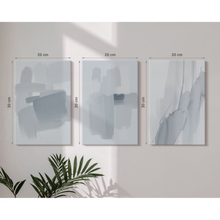 Zestaw 3 małych obrazów na płótnie - Abstrakcyjne akwarelowe sztuki - niebieski