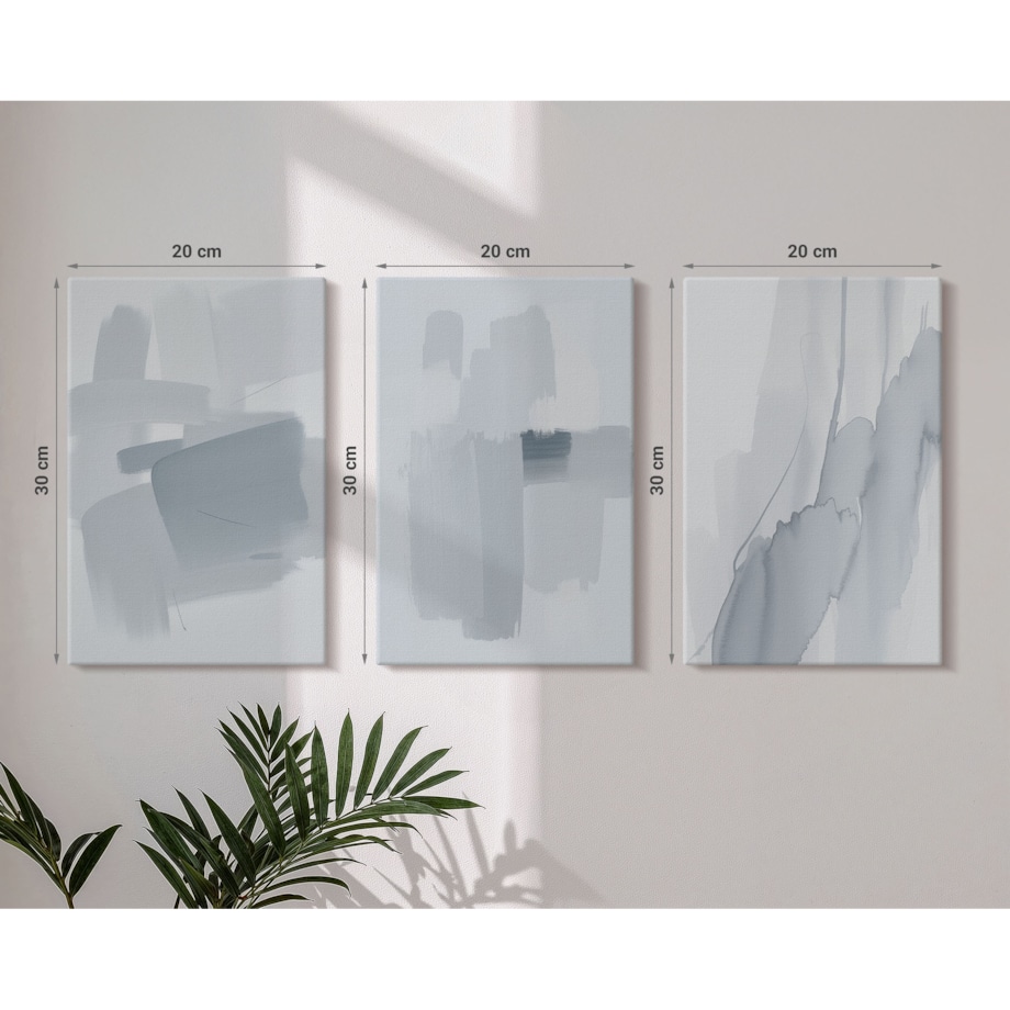 Zestaw 3 małych obrazów na płótnie - Abstrakcyjne akwarelowe sztuki - niebieski