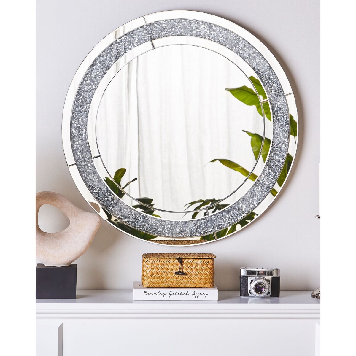 Okrągłe lustro ścienne ø 70 cm srebrne ERBRAY