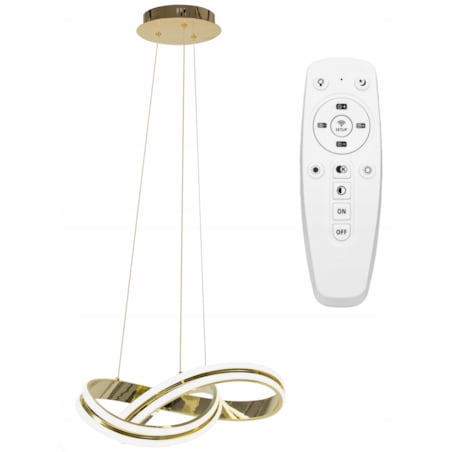 Lampa Sufitowa Wisząca Metal Ring Gold Led + Pilot