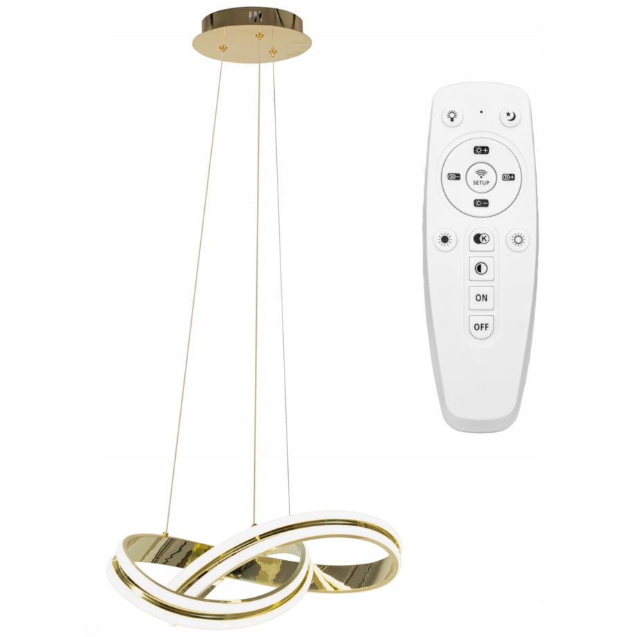 Lampa Sufitowa Wisząca Metal Ring Gold Led + Pilot