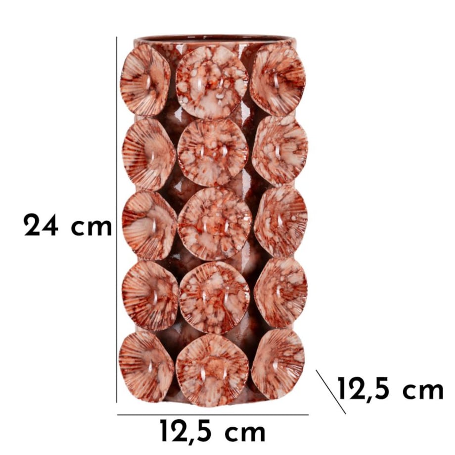 Osłonka dekoracyjna Drop, kolor czerwony, żelazo, 12,5 x 12,5 x 24 cm, na doniczkę do salonu, Mauro Ferretti