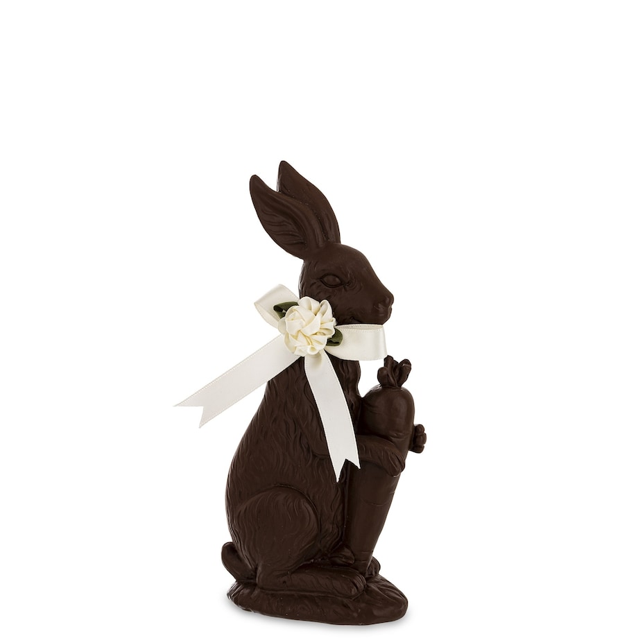 Figurka - brązowy królik z białą kokardą 19,5x10x4,5 cm