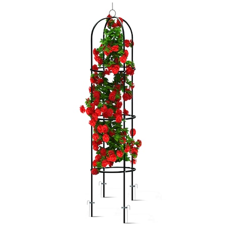 Pergola ogrodowa czarna na kwiaty róże 200x40cm + kotwy Plonos