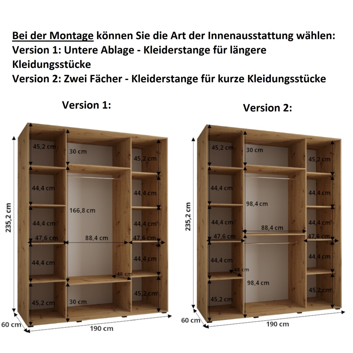 Szafa przesuwna Garderoba DAVOS 1 190 artisan/artisan/czarny
