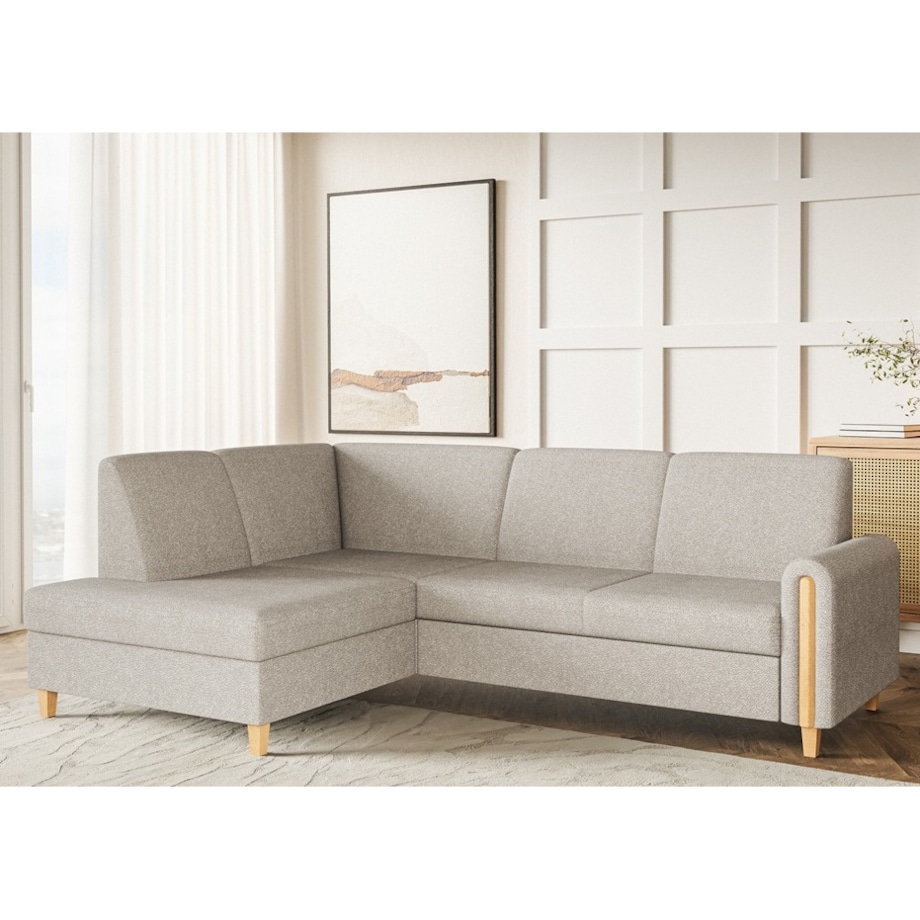 Rozkładany narożnik FLORA w tkannie bubble lewostronny- beżowy