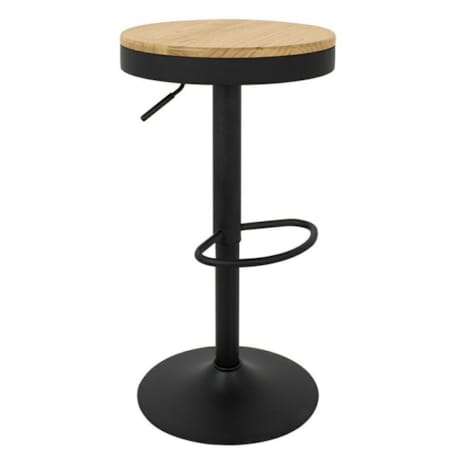 Stołek okrągły Volt KH010100953 z regulacją czarny drewniany