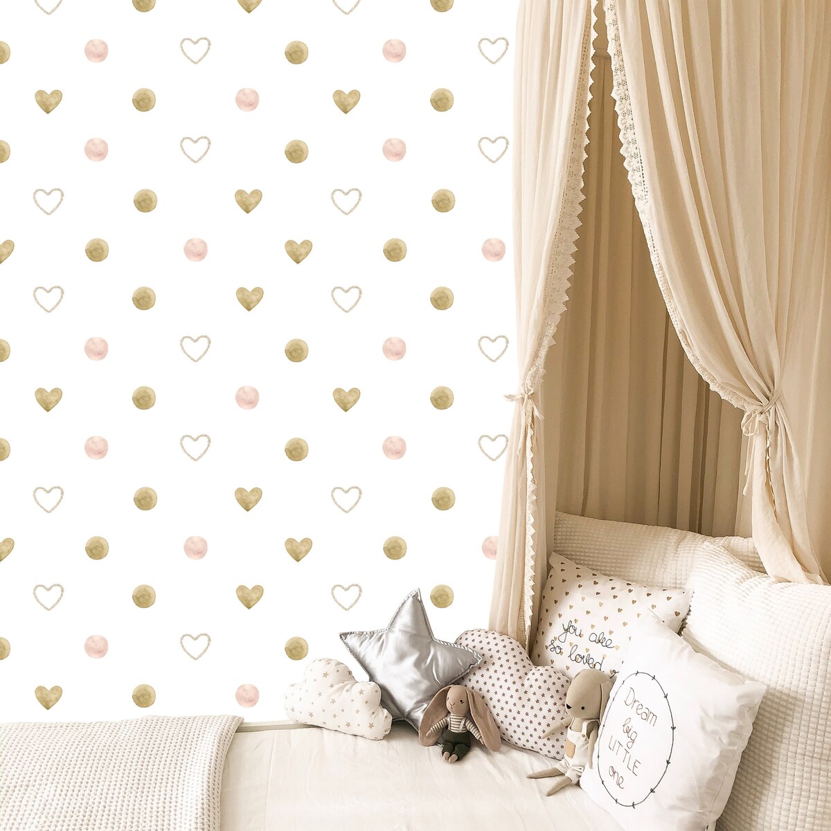 Tapeta Ścienna Akwarelowe Kropki i Serduszka