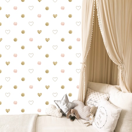 Tapeta Ścienna Akwarelowe Kropki i Serduszka