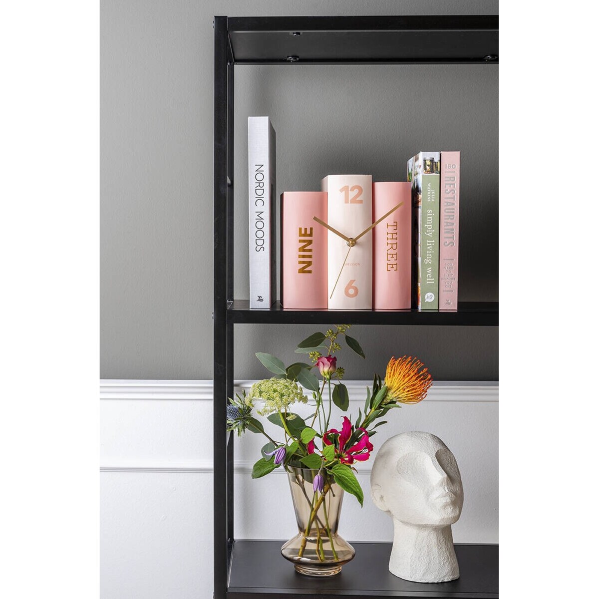 Zegar LIBRI różowy 20x20 cm