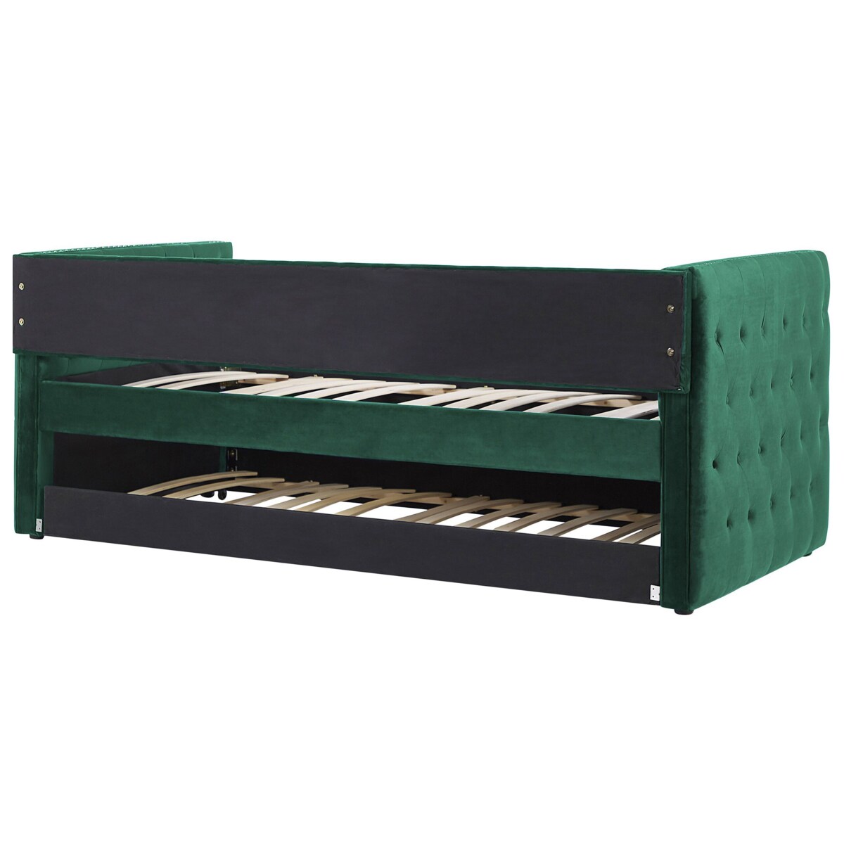 Łóżko wysuwane welurowe 90 x 200 cm zielone GASSIN