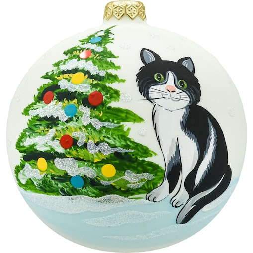 Bombka okrągła: Kotek przy choince
