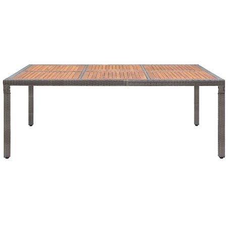 vidaXL Stół ogrodowy, szary, 200x150x74 cm, rattan PE i drewno akacji