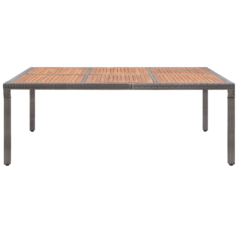 vidaXL Stół ogrodowy, szary, 200x150x74 cm, rattan PE i drewno akacji