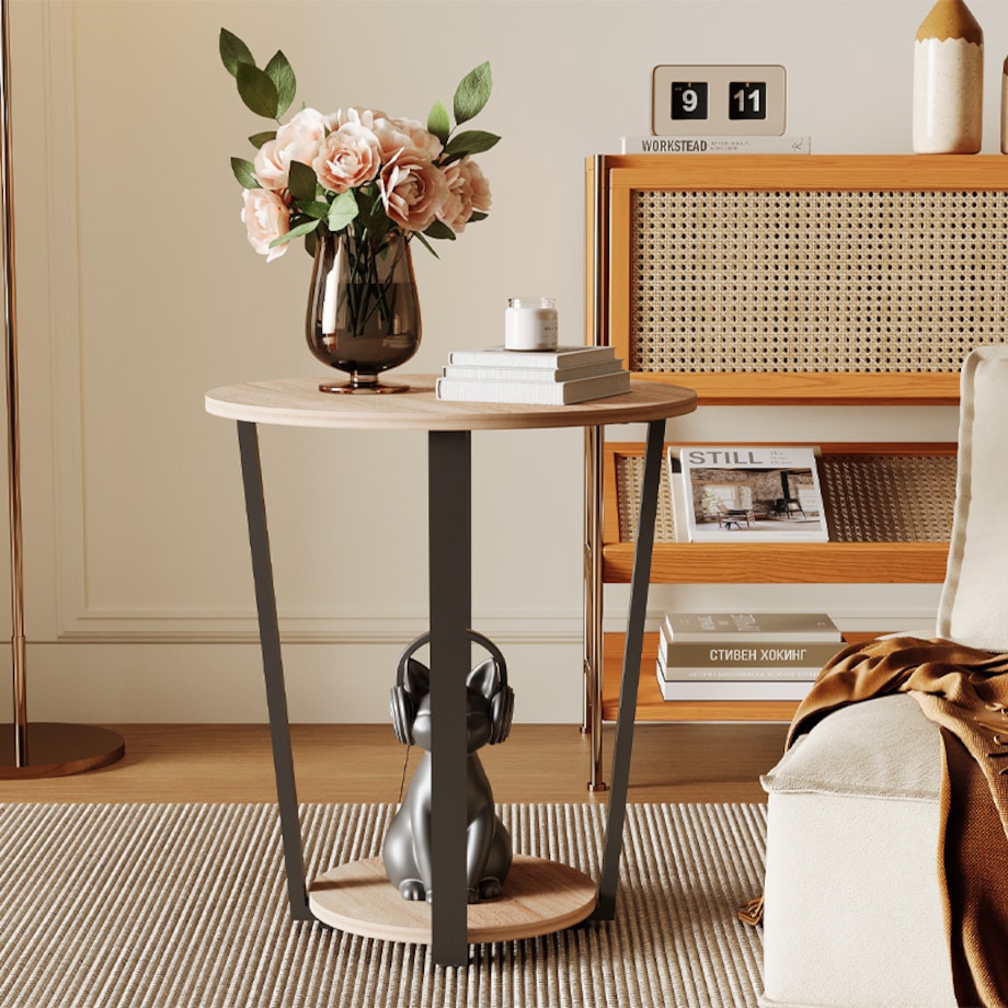 Stolik kawowy ława jasny brąz nowoczesny loft industrialny do salonu 50 cm