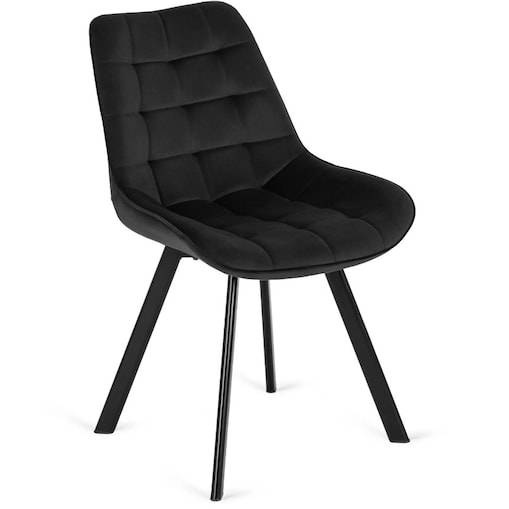 Krzesło Tapicerowane Pikowane Welurowe Loft Do Salonu Jadalni RICK Czarne