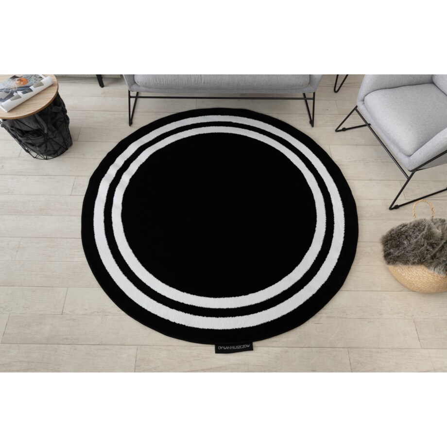 Dywan HAMPTON Ramka koło czarny koło 120 cm
