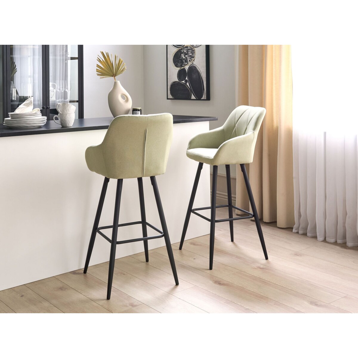 Zestaw 2 krzeseł barowych jasnozielony DARIEN