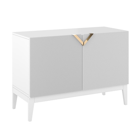 Drewniana komoda Visby DEMI LONG 2D / kolor biały + białe nogi / szer. 100,5 cm