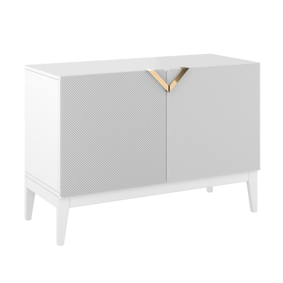 Drewniana komoda Visby DEMI LONG 2D / kolor biały + białe nogi / szer. 100,5 cm