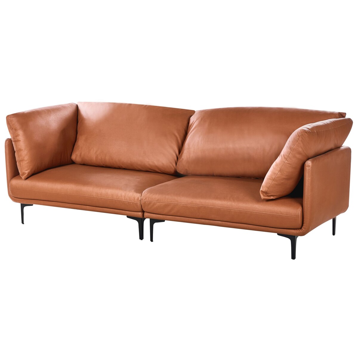 Sofa 3-osobowa ekoskóra złoty brąz REVSNES