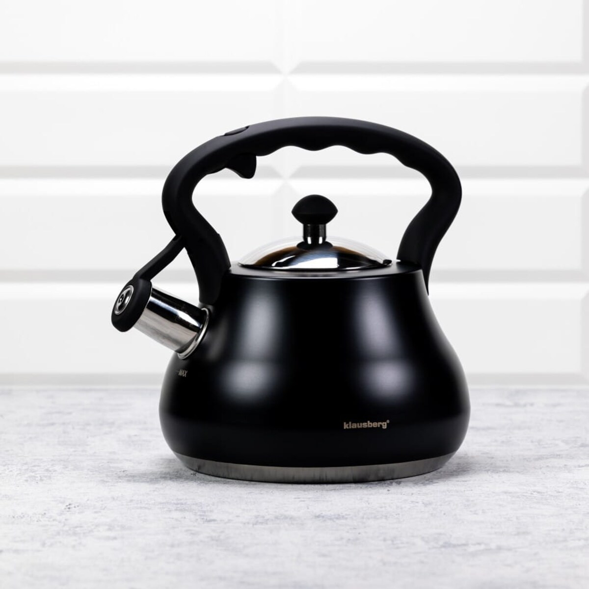 Czajnik stalowy z gwizdkiem 2.7L czarny KLAUSBERG