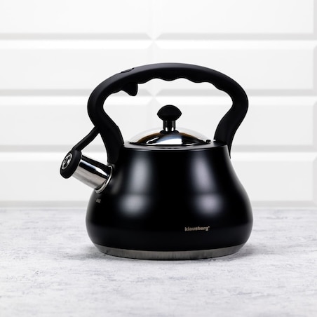 Czajnik stalowy z gwizdkiem 2.7L czarny KLAUSBERG