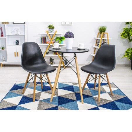 Krzesło Do Jadalni Kuchni Salonu Osaka Czarne / Nogi Naturalne