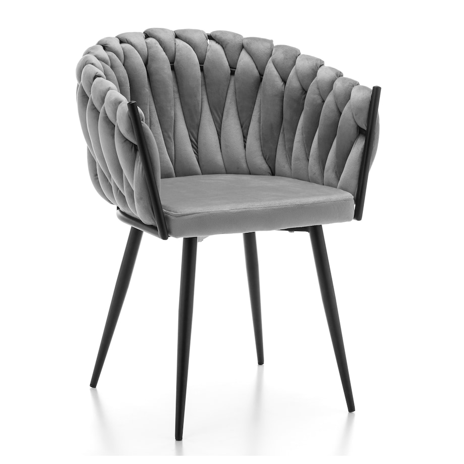 Krzesło tapicerowane plecione glamour salon welurowe LATINA jasnoszara