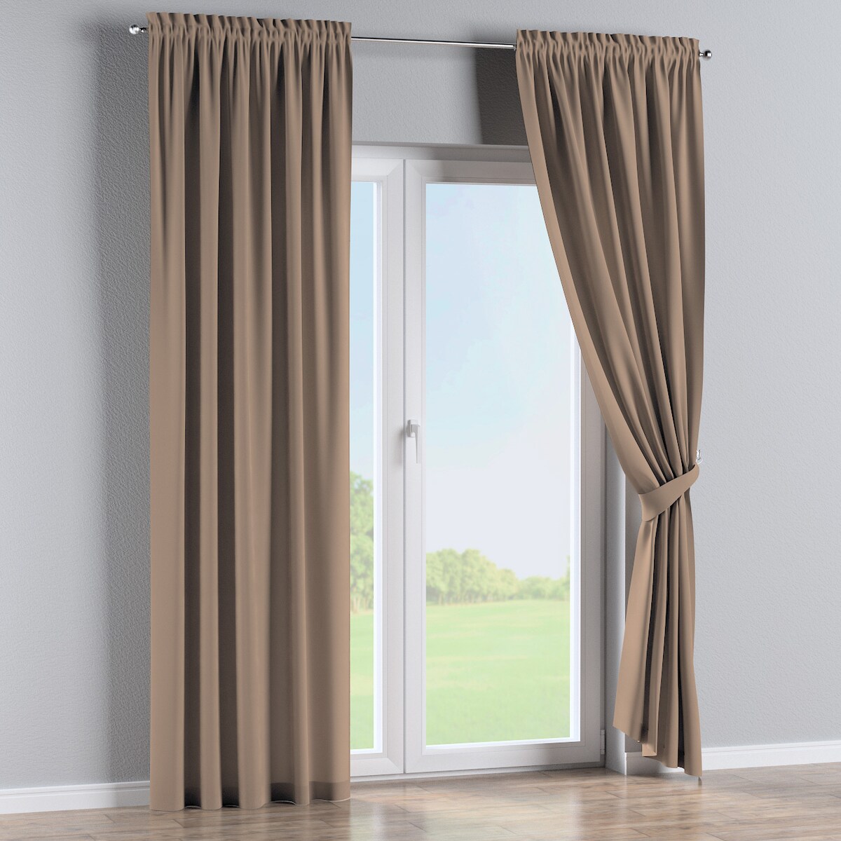 Zasłona na kanale z grzywką 1 szt. 130x260 mocca