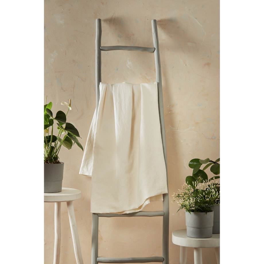 Śmietankowa zasłona z lnu 140x250 na taśmie marszczącej