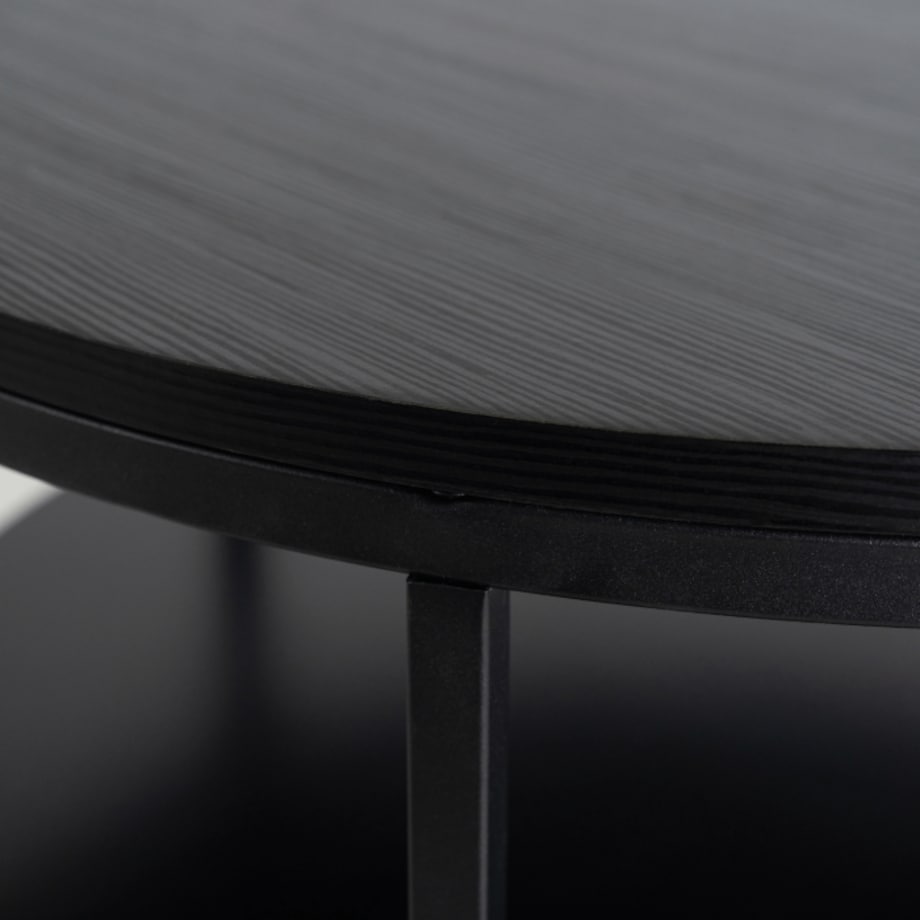 Stolik Kawowy Okrągły Loft Czarny Industrialny Ława Okrągła Czarna BEST