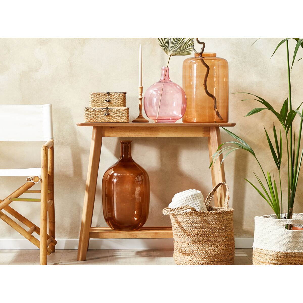 Wazon na kwiaty szklany 41 cm pomarańczowy MIRCHI