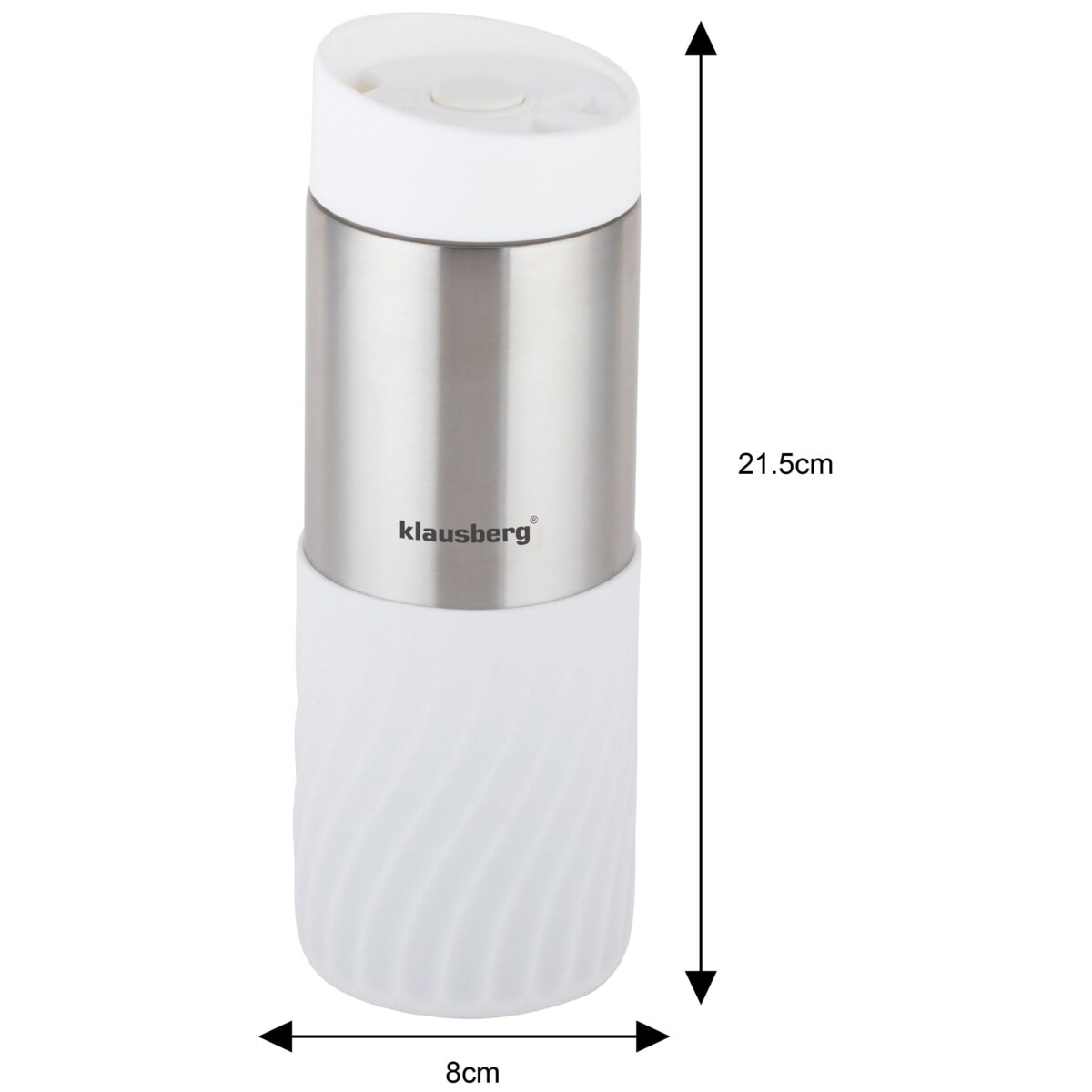 Kubek termiczny 400ml stal nierdzewna 18/8 KLAUSBERG biały