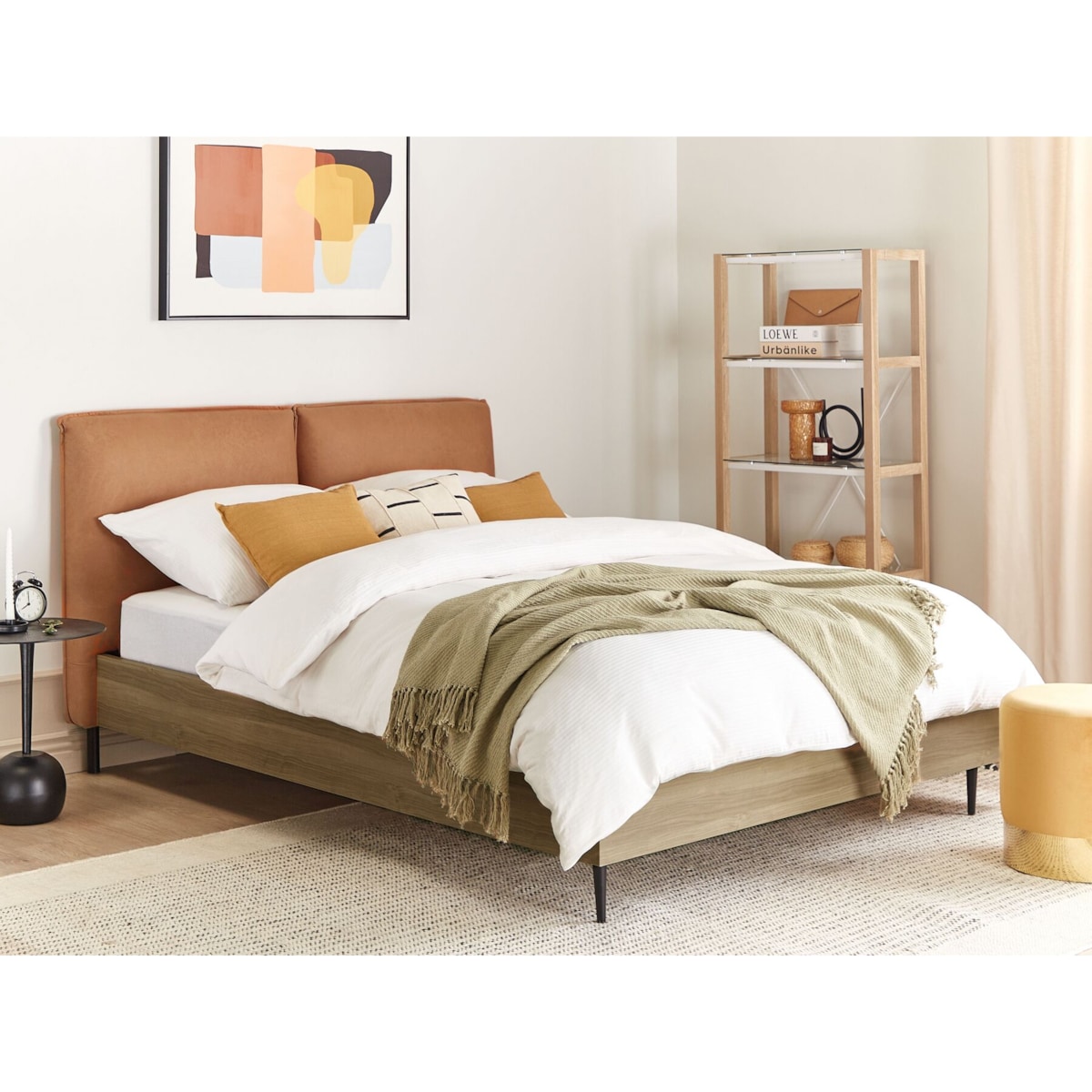 Łóżko ekoskóra 140 x 200 cm brązowe LIMANTON