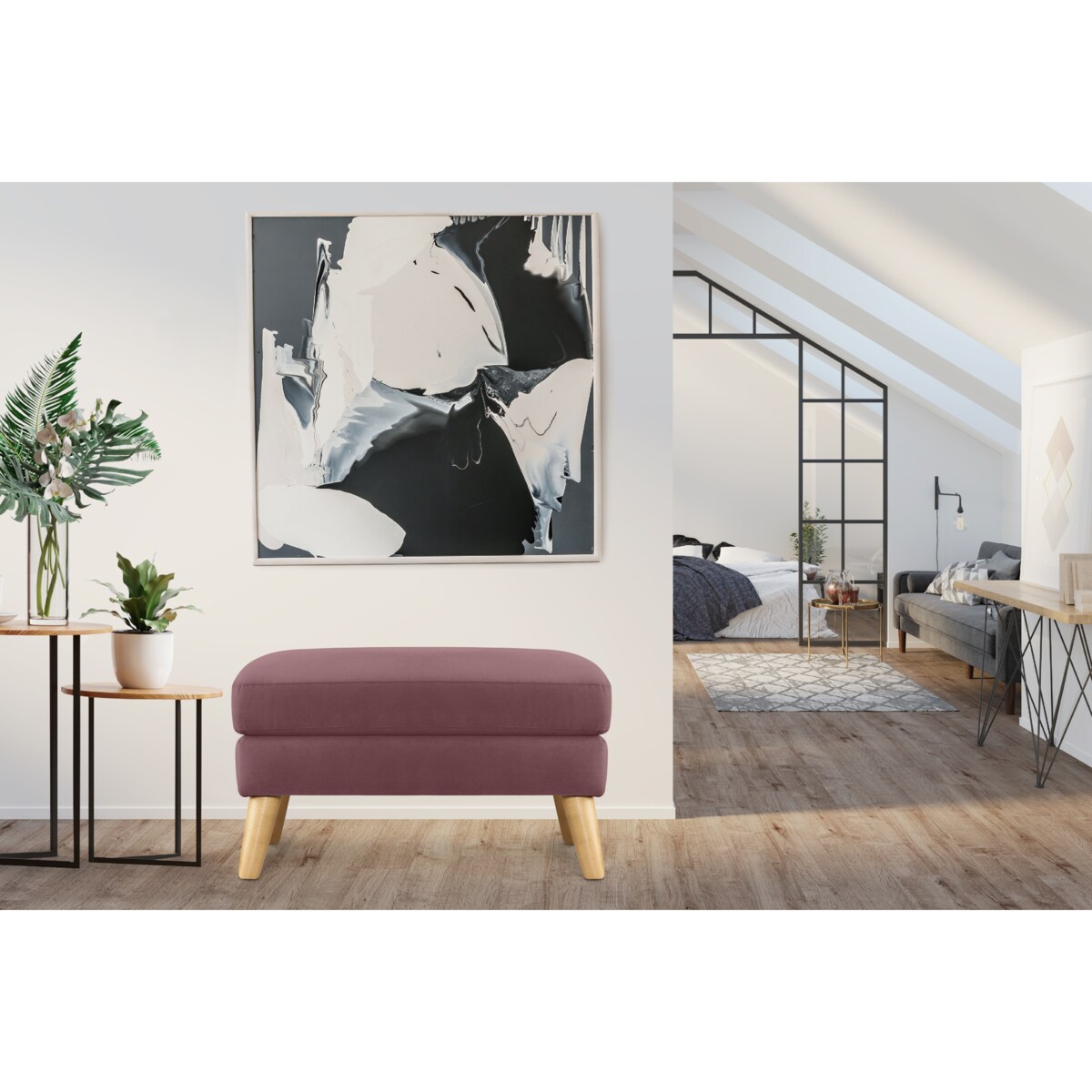 KONSIMO TAGIO Różowa pufa skandynawska