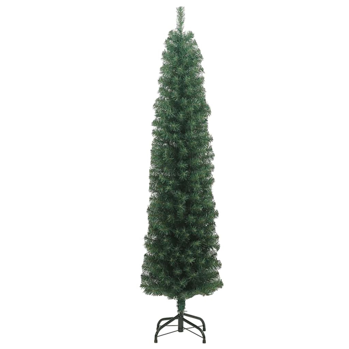 vidaXL Smukła sztuczna choinka ze stojakiem, zielona, 240 cm, PVC