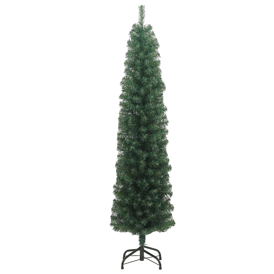 vidaXL Smukła sztuczna choinka ze stojakiem, zielona, 240 cm, PVC