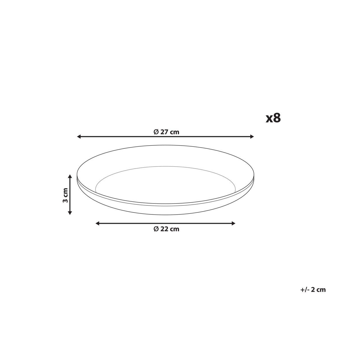 Zestaw 8 dużych talerzy COSTMARY Kamionka Szary